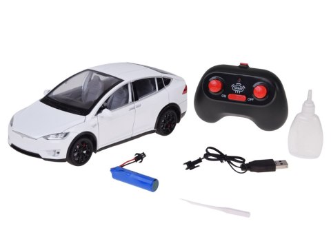 JOKOMISIADA Autko Tesla Model X RC 1:22 metalowy samochód na pilota LED dym RC0772