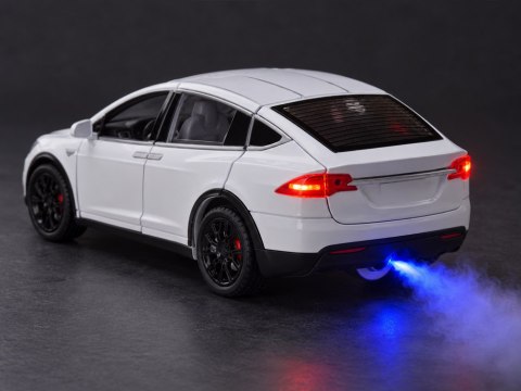 JOKOMISIADA Autko Tesla Model X RC 1:22 metalowy samochód na pilota LED dym RC0772