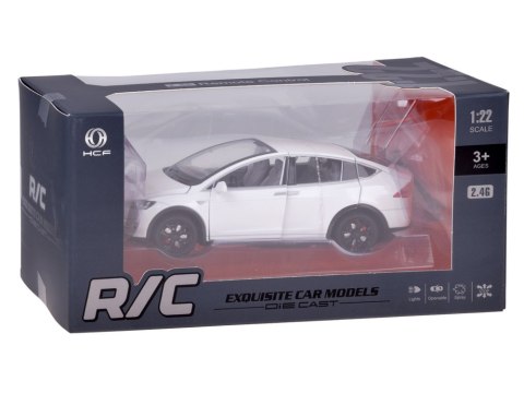 JOKOMISIADA Autko Tesla Model X RC 1:22 metalowy samochód na pilota LED dym RC0772