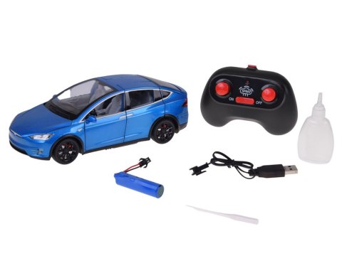JOKOMISIADA Autko Tesla Model X RC 1:22 metalowy samochód na pilota LED dym RC0772