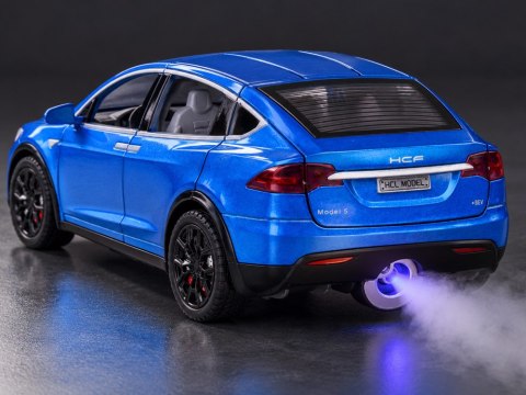 JOKOMISIADA Autko Tesla Model X RC 1:22 metalowy samochód na pilota LED dym RC0772
