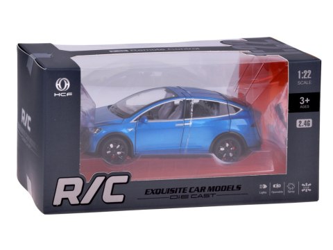 JOKOMISIADA Autko Tesla Model X RC 1:22 metalowy samochód na pilota LED dym RC0772