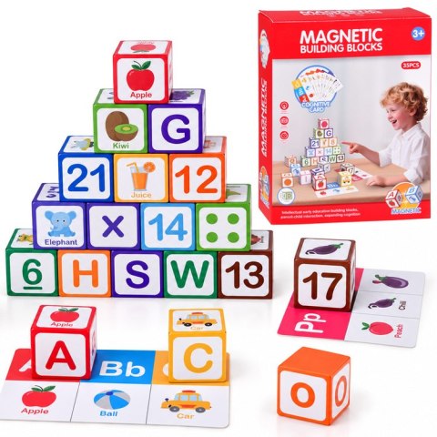 JOKOMISIADA Klocki magnetyczne EDUKACYJNE - nauka liczenia, liter, zegara 35ele ZA6603