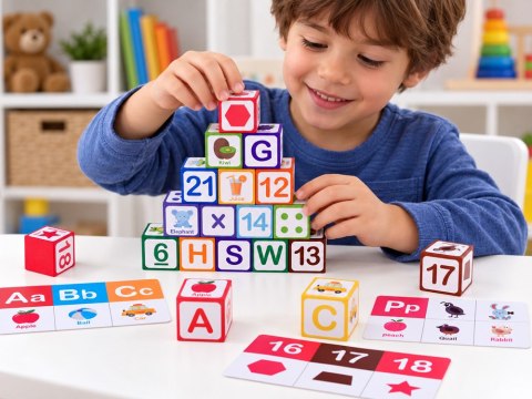 JOKOMISIADA Klocki magnetyczne EDUKACYJNE - nauka liczenia, liter, zegara 35ele ZA6603
