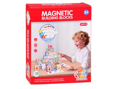 JOKOMISIADA Klocki magnetyczne EDUKACYJNE - nauka liczenia, liter, zegara 35ele ZA6603