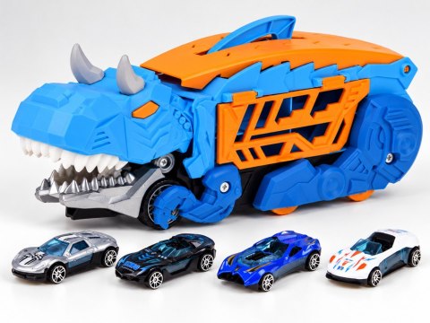JOKOMISIADA Rozkładane auto 2w1 DINOZAUR garaż zjada pojazdy + znaki i resoraki ZA6595