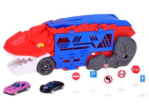 JOKOMISIADA Rozkładane auto 2w1 DINOZAUR i garaż wyrzutnia + znaki i resoraki ZA6616