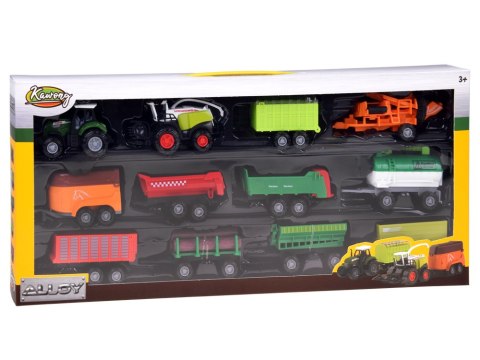 JOKOMISIADA Zestaw pojazdów rolniczych - traktor, kombajn, przyczepy 12ele ZA6419