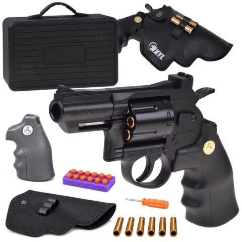 JOKOMISIADA Pistolet REWOLWER - metalowy, automatyczny, zabawkowy + wymienne ele ZA6410