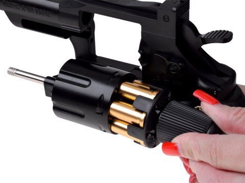 JOKOMISIADA Pistolet REWOLWER - metalowy, automatyczny, zabawkowy + wymienne ele ZA6410