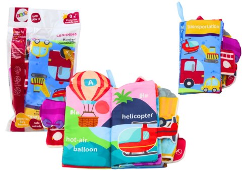 LEAN Toys Miękka Książeczka Edukacyjna Auta Pojazdy Kolorowa Szeleszcząca