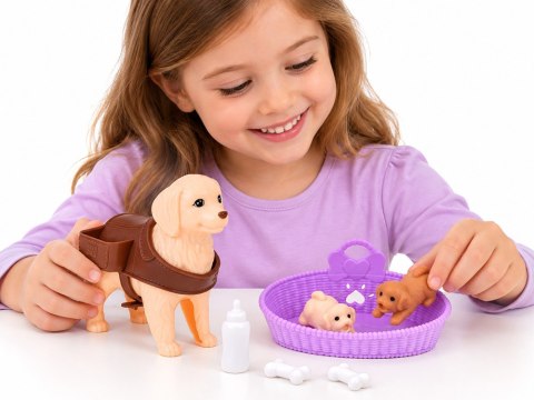 JOKOMISIADA Anlily Figurka PIESEK mama w ciąży rodząca szczeniaki x2 i akcesoria ZA6225