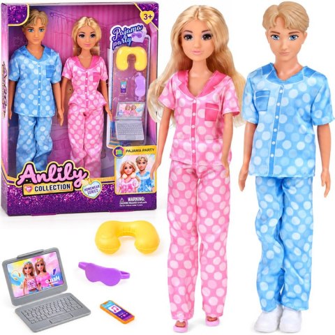 JOKOMISIADA Anlily Zestaw lalek dziewczyna i chłopak Piżama Party + akcesoria ZA6226