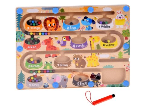 JOKOMISIADA Drewniana tablica magnetyczna Nauka liczenia i kolorów LABIRYNT ZOO ZA6258
