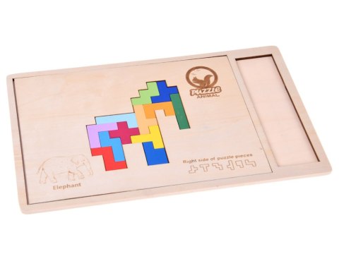 JOKOMISIADA Drewniana układanka Puzzle TETRIS 6 zwierząt + klocki piksele ZA6244