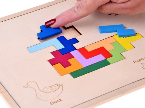 JOKOMISIADA Drewniana układanka Puzzle TETRIS 6 zwierząt + klocki piksele ZA6244