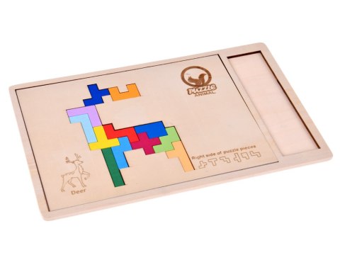 JOKOMISIADA Drewniana układanka Puzzle TETRIS 6 zwierząt + klocki piksele ZA6244