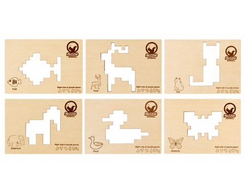 JOKOMISIADA Drewniana układanka Puzzle TETRIS 6 zwierząt + klocki piksele ZA6244