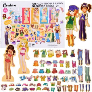JOKOMISIADA Drewniane Puzzle magnetyczne Ubranka Moda stylizacje 4 modelki ZA4807