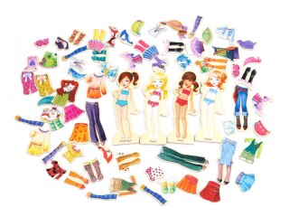 JOKOMISIADA Drewniane Puzzle magnetyczne Ubranka Moda stylizacje 4 modelki ZA4807