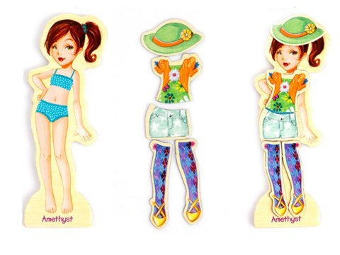 JOKOMISIADA Drewniane Puzzle magnetyczne Ubranka Moda stylizacje 4 modelki ZA4807