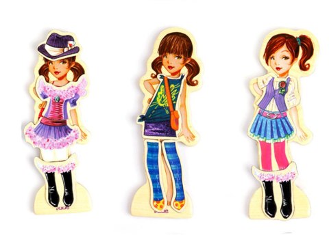 JOKOMISIADA Drewniane Puzzle magnetyczne Ubranka Moda stylizacje 4 modelki ZA4807