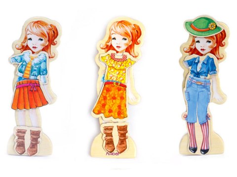 JOKOMISIADA Drewniane Puzzle magnetyczne Ubranka Moda stylizacje 4 modelki ZA4807