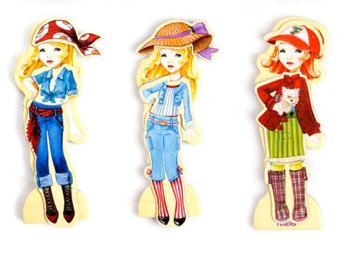 JOKOMISIADA Drewniane Puzzle magnetyczne Ubranka Moda stylizacje 4 modelki ZA4807
