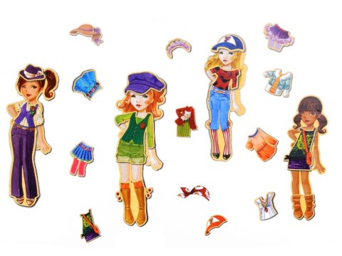 JOKOMISIADA Drewniane Puzzle magnetyczne Ubranka Moda stylizacje 4 modelki ZA4807