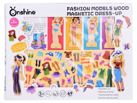 JOKOMISIADA Drewniane Puzzle magnetyczne Ubranka Moda stylizacje 4 modelki ZA4807