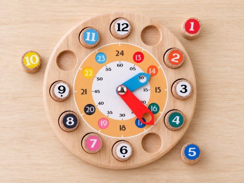 JOKOMISIADA Drewniany ZEGAR edukacyjny 2w1 zadania matematyczne - MATEMATYKA ZA6240