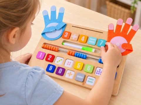 JOKOMISIADA MATEMATYKA Drewniany zestaw do nauki liczenia Tablica + karty zadań ZA6245