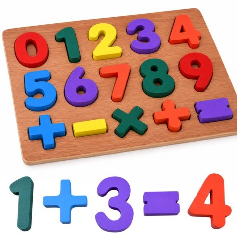 JOKOMISIADA Puzzle drewniane CYFERKI matematyka - układanka edukacyjna 15ele ZA6238