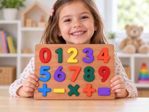 JOKOMISIADA Puzzle drewniane CYFERKI matematyka - układanka edukacyjna 15ele ZA6238