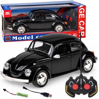 JOKOMISIADA Samochód zdalnie sterowany RC Garbus Retro 1:16 czarny pilot 27 MHz RC0759