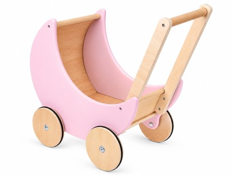 JOKOMISIADA Wózek dla lalek - drewniany RETRO różowy na dużych kołach ZA6482