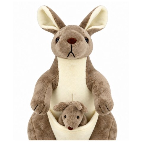 LEAN Toys Pluszowa Maskotka Kangurzyca Przytulanka Kangur z Małym Beżowy 25 cm