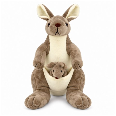 LEAN Toys Pluszowa Maskotka Kangurzyca Przytulanka Kangur z Małym Beżowy 30 cm