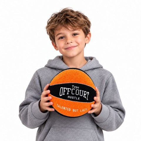 LEAN Toys Pluszowa Piłka Do Koszykówki Miękka Pomarańczowo-Czarna 23cm