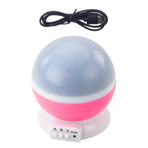 LEAN Toys Projektor Gwiazd Obrotowy 360° LED Lampka Nocna Różowy