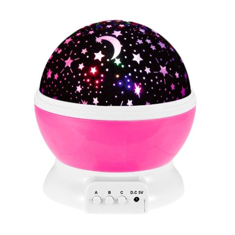 LEAN Toys Projektor Gwiazd Obrotowy 360° LED Lampka Nocna Różowy
