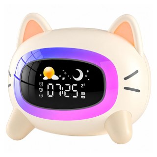 LEAN Wielofunkcyjny Budzik Zegar Elektroniczny Lampka Nocna Trener Snu Kotek