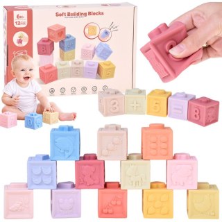 JOKOMISIADA Gumowe klocki - miękkie, sensoryczne, pastelowe 12szt. ZA6635