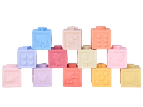 JOKOMISIADA Gumowe klocki - miękkie, sensoryczne, pastelowe 12szt. ZA6635
