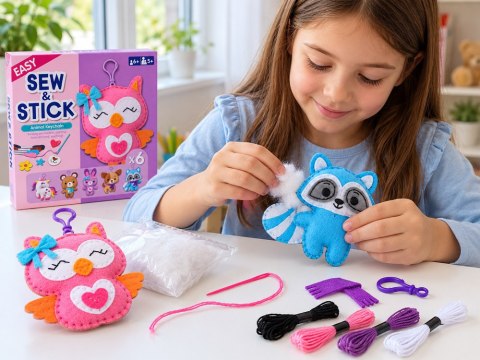 JOKOMISIADA Zestaw do szycia i wyklejania DIY 6 ozdób breloków z filcu ZWIERZĘTA ZA6591