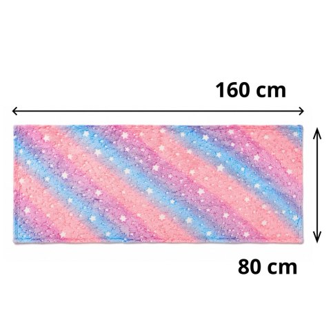 LEAN Dywan Świecący W Ciemności Gwiazdki Dla Dzieci Kolorowy Pastelowy 160x80cm