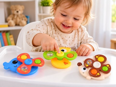 JOKOMISIADA Zestaw spinnerów sensorycznych Pop It z przyssawkami x3 zwierzątka ZA6340