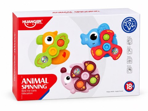 JOKOMISIADA Zestaw spinnerów sensorycznych Pop It z przyssawkami x3 zwierzątka ZA6340