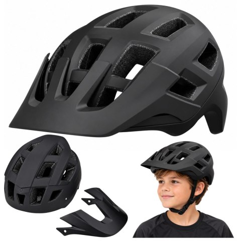 LEAN Kask Rowerowy MTB Regulowany Z Odpinanym Daszkiem Uniwersalny Czarny