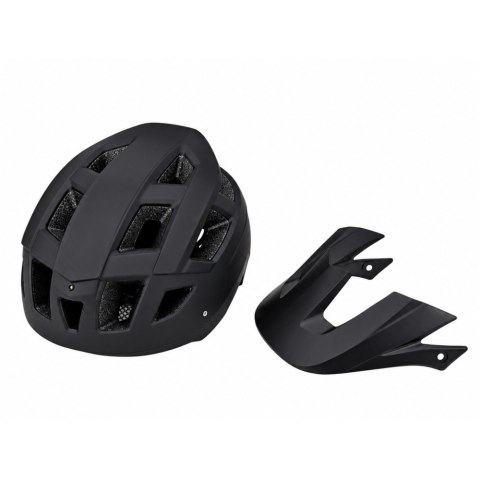 LEAN Kask Rowerowy MTB Regulowany Z Odpinanym Daszkiem Uniwersalny Czarny